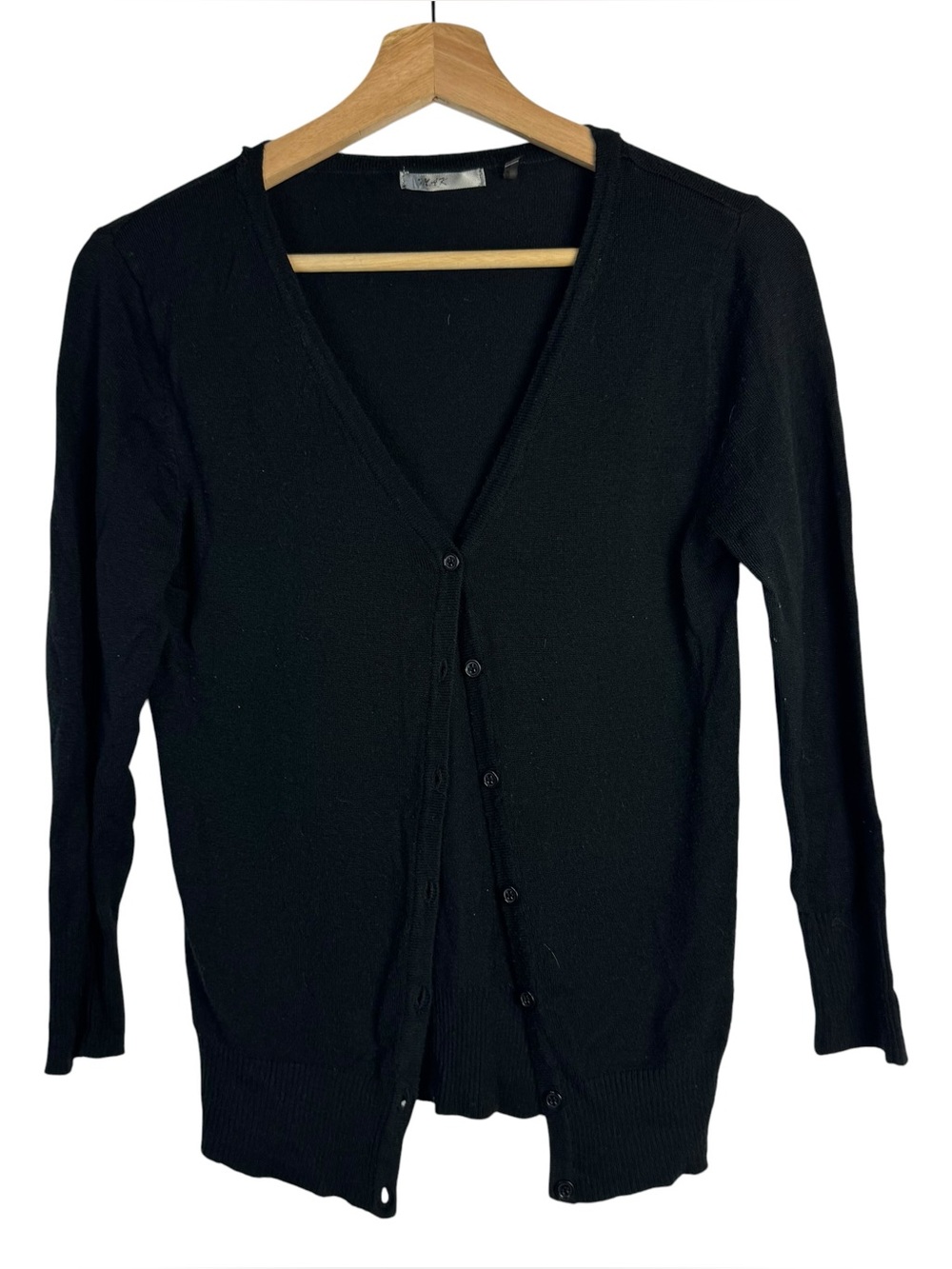 Boutique MAK Black Button Down V-Neck Cardigan Sweater S
